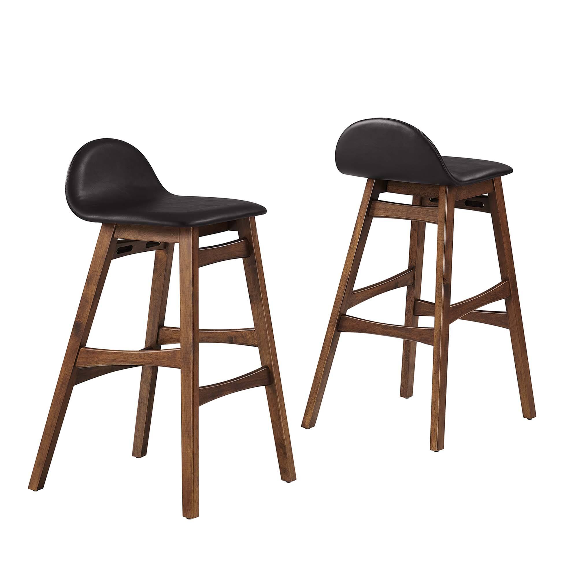 Alt View 4. Modway - Juno Wood Bar Stool Set of 2 - Brown.