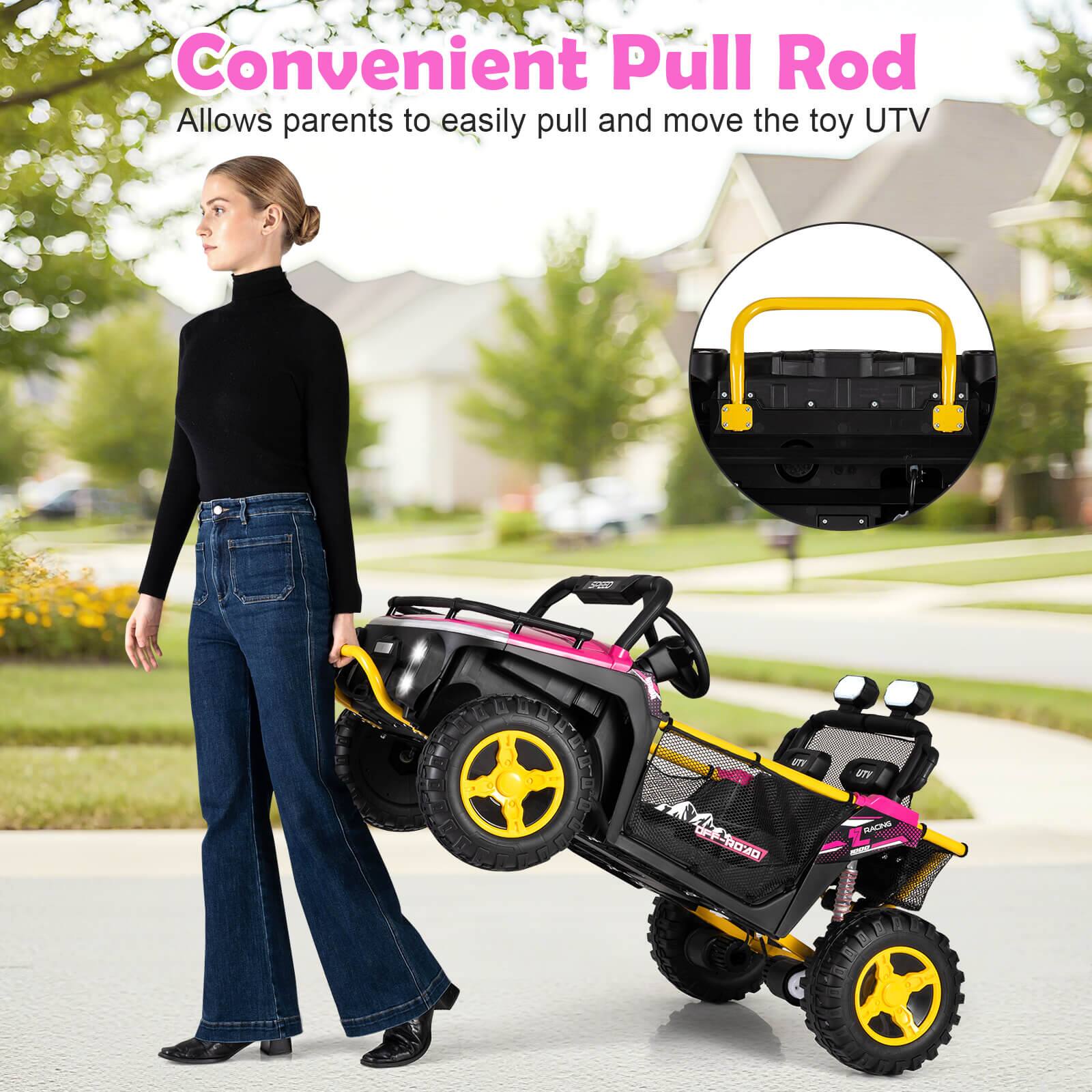 Convenient Pull Rod  
Allows parents to easily pull and move the toy UTV