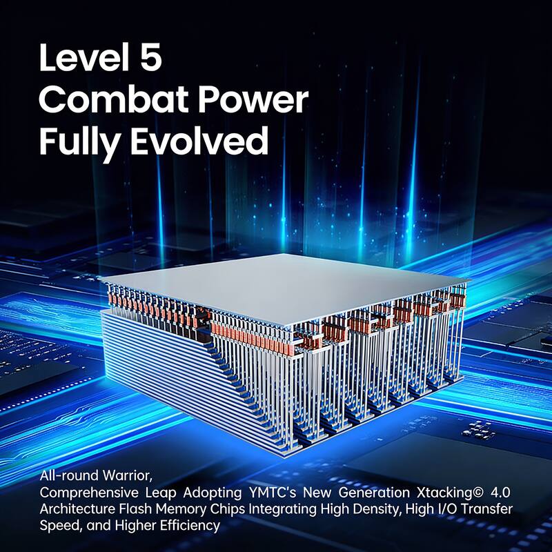 Level 5 Combat Power Fully Evolved

All-round Warrior, Comprehensive Leap Adopting YMTC's New Generation Xtacking® 4.0 Architecture Flash Memory Chips Integrating High Density, High I/O Transfer Speed, and Higher Efficiency