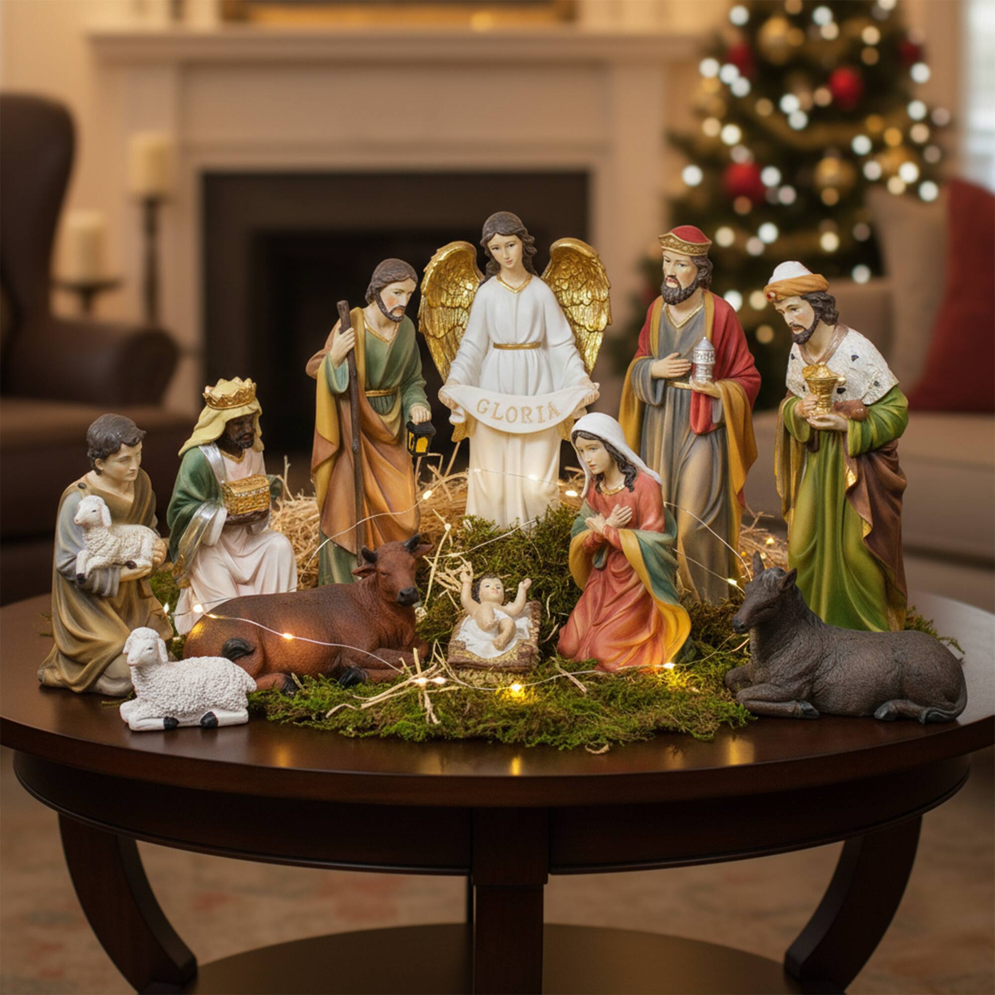 Alt View 3. Northlight - Christmas Nativity Figurines Set - 19.5” - 11-Piece - Green.