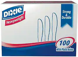 Dixie - Plastic Knife 7-1/2”, Heavy-Weight, 100/Box - White
