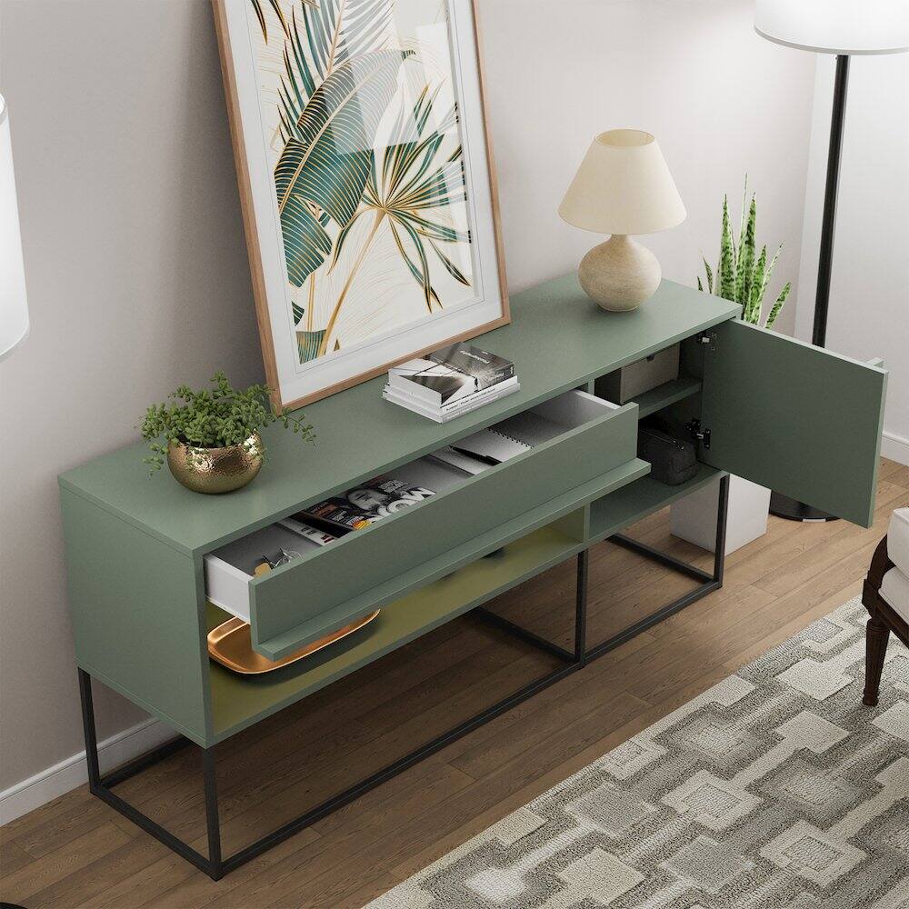 Alt View 4. Furniture of America - Yazda TV Stand Fits TV's up to 65 in. with LED Lights - Green.
