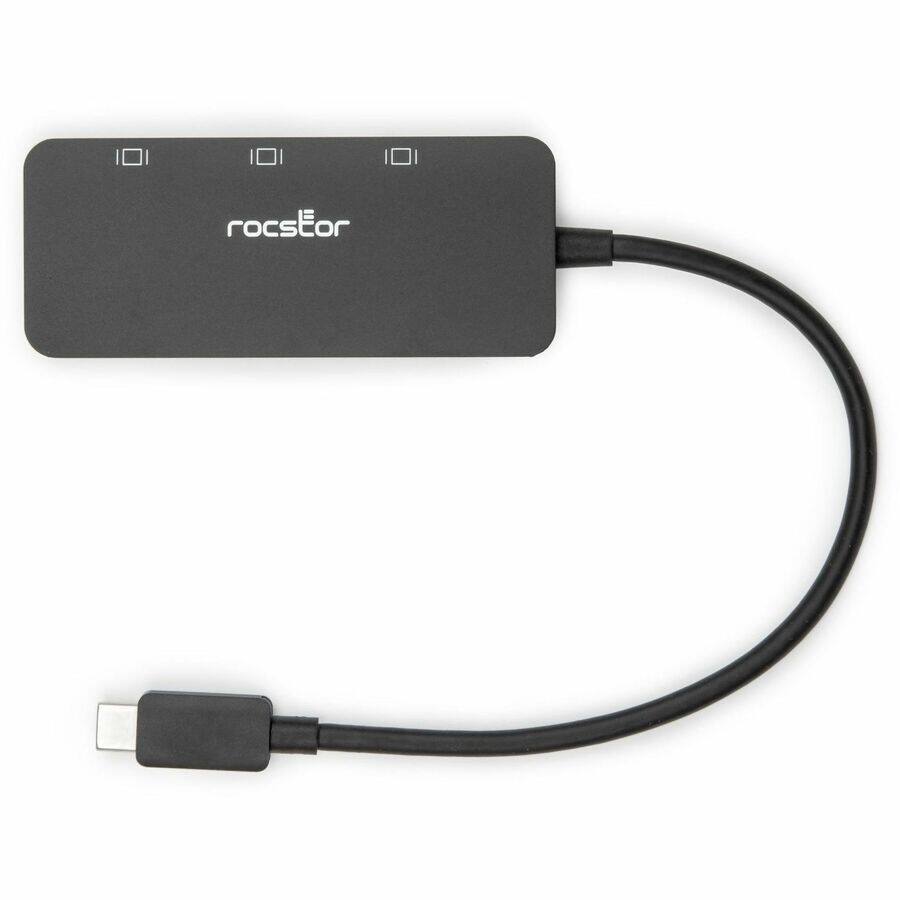 Alt View 4. Rocstor - Rocstor Type-C to Triple DisplayPort Adapter with DP1.4 Alt Mode - 1 x USB Type C - Male - 3 x DisplayPort 1.4 Digital.