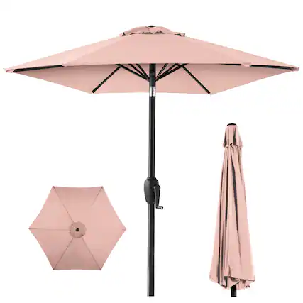 Front. Best Choice Products - Best Choice Products 7.5ft Heavy-Duty Outdoor Market Patio Umbrella w/ Push Button Tilt, Easy Crank - Rose Quartz - Rose Quartz.