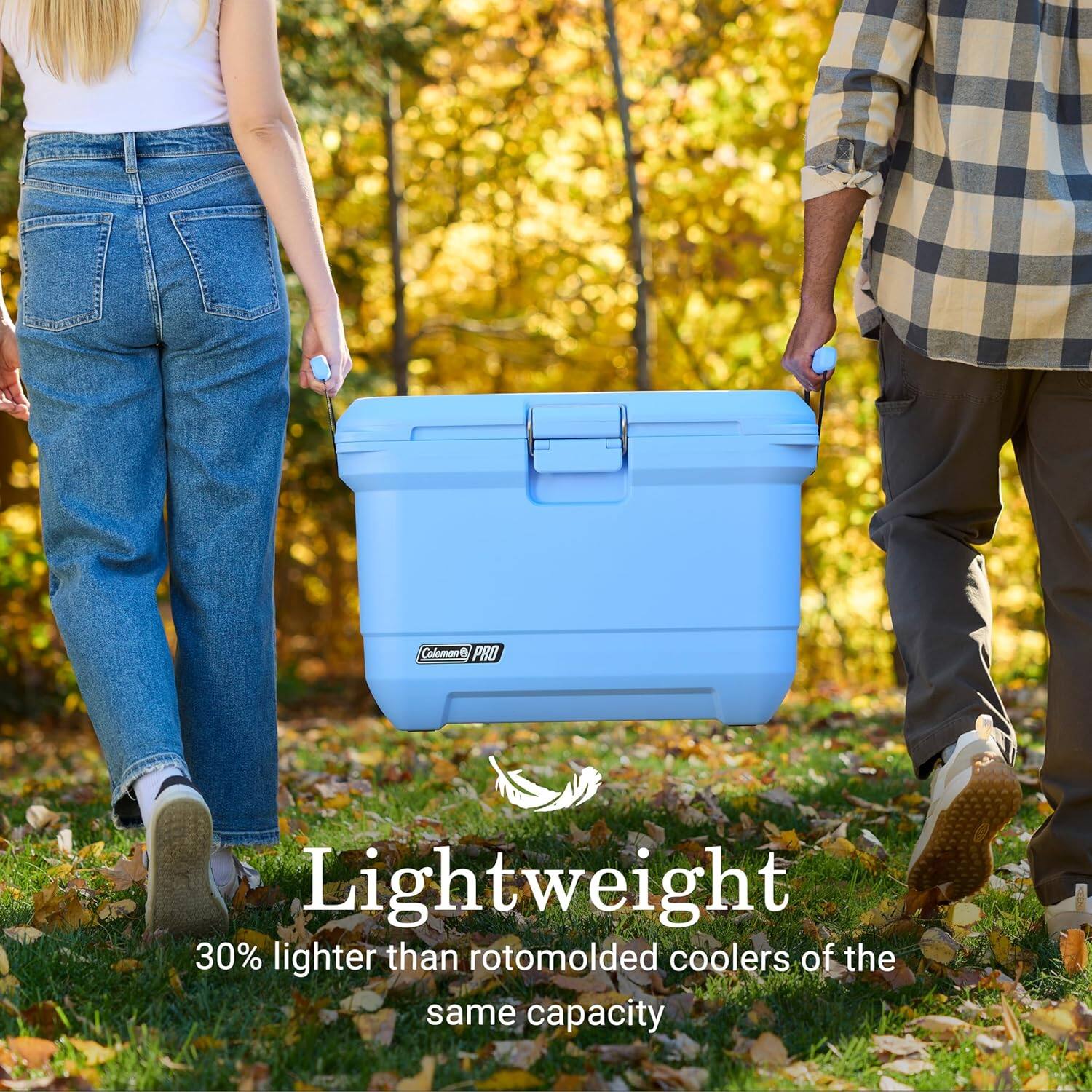 Colemam PRO Lightweight 30% lighter than rotomolded coolers of the same capacity
