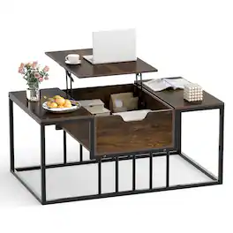 Gymax - Lift Top Coffee Table Modern Center Table Accent Tea Table for Living Room - Brown