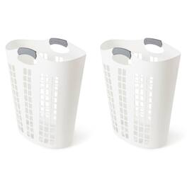 Gracious Living - Easy Carry Flex 87 L Plastic Laundry Hamper, (2 Pack) - White