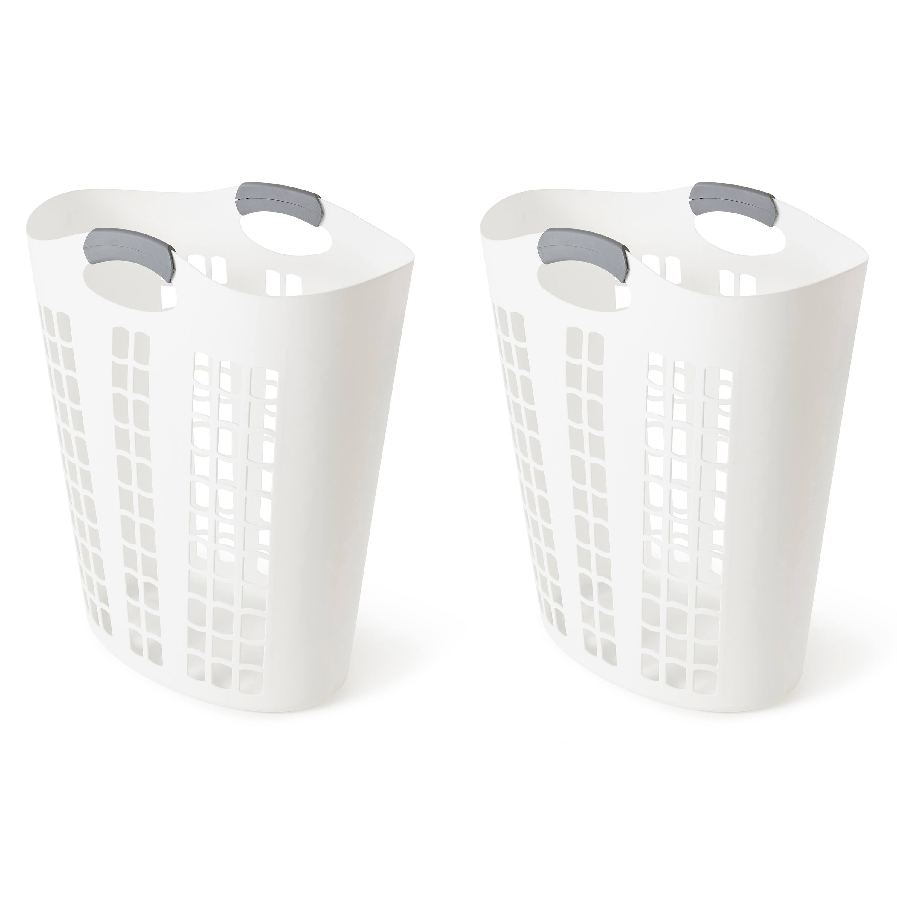 Front. Gracious Living - Gracious Living Easy Carry Flex 87 L Plastic Laundry Hamper, White (2 Pack) - White.