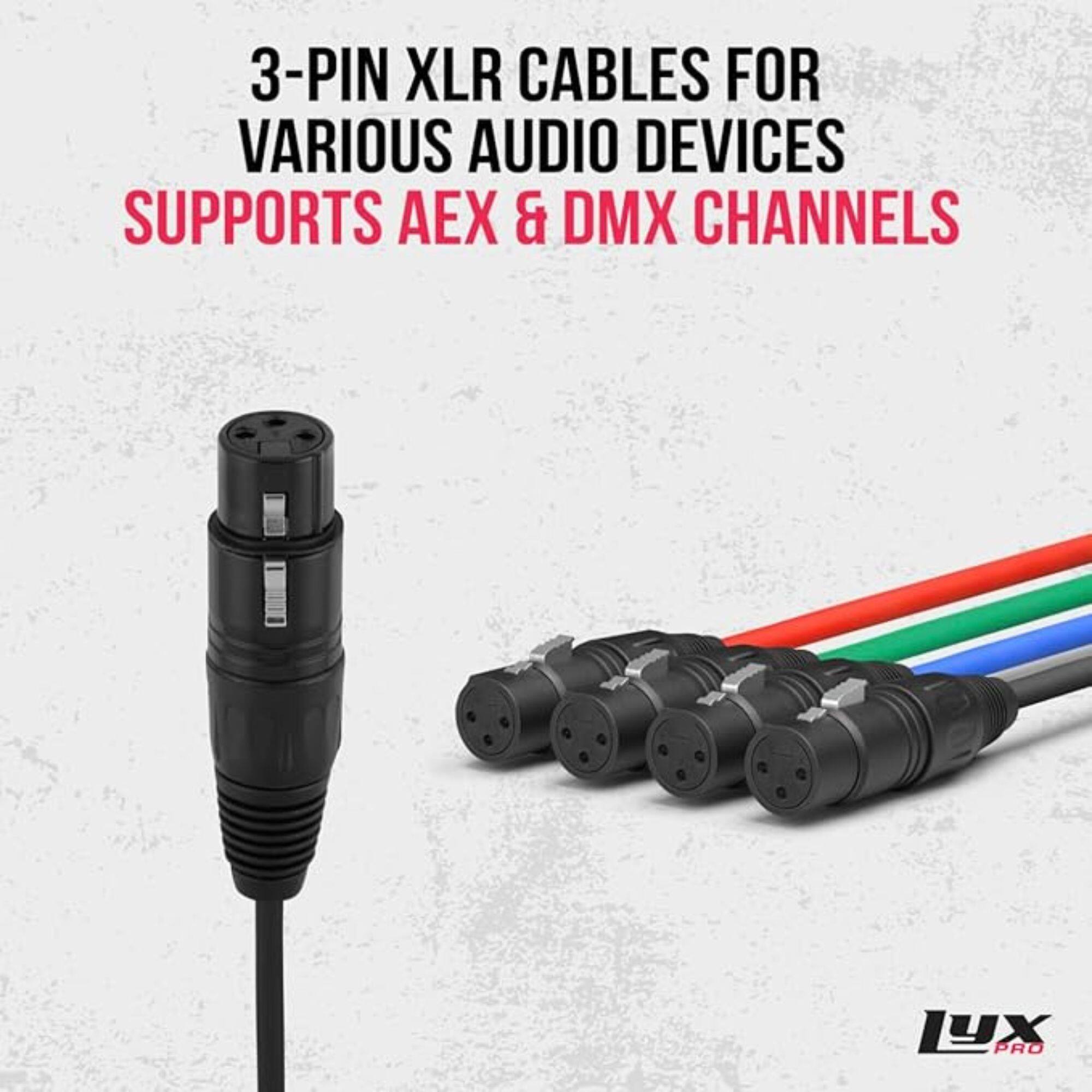 3-PIN XLR CABLES FOR VARIOUS AUDIO DEVICES SUPPORTS AEX & DMX CHANNELS LYX PRO