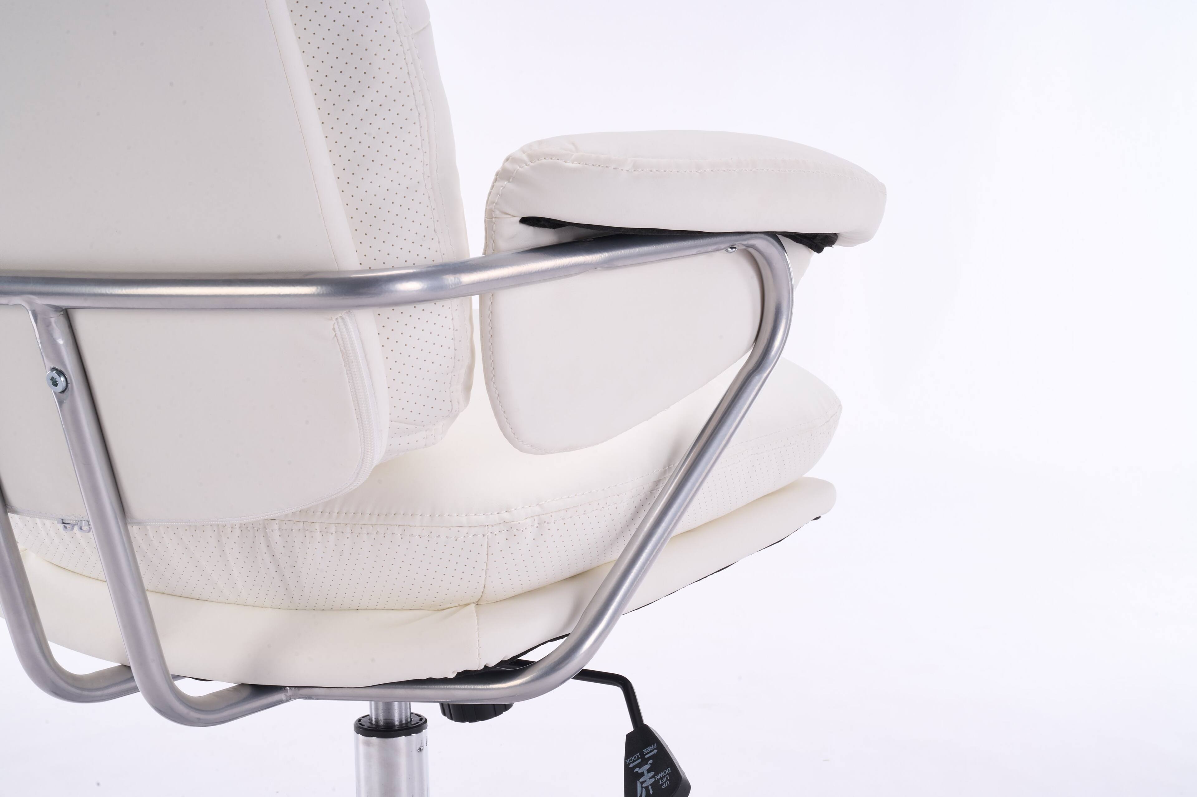Alt View 3. TinyHomie - Ergonomic White Leather Office Chair with 360° Swivel Adjustable Height Reclining Backrest and Breathable Seat - Beige.