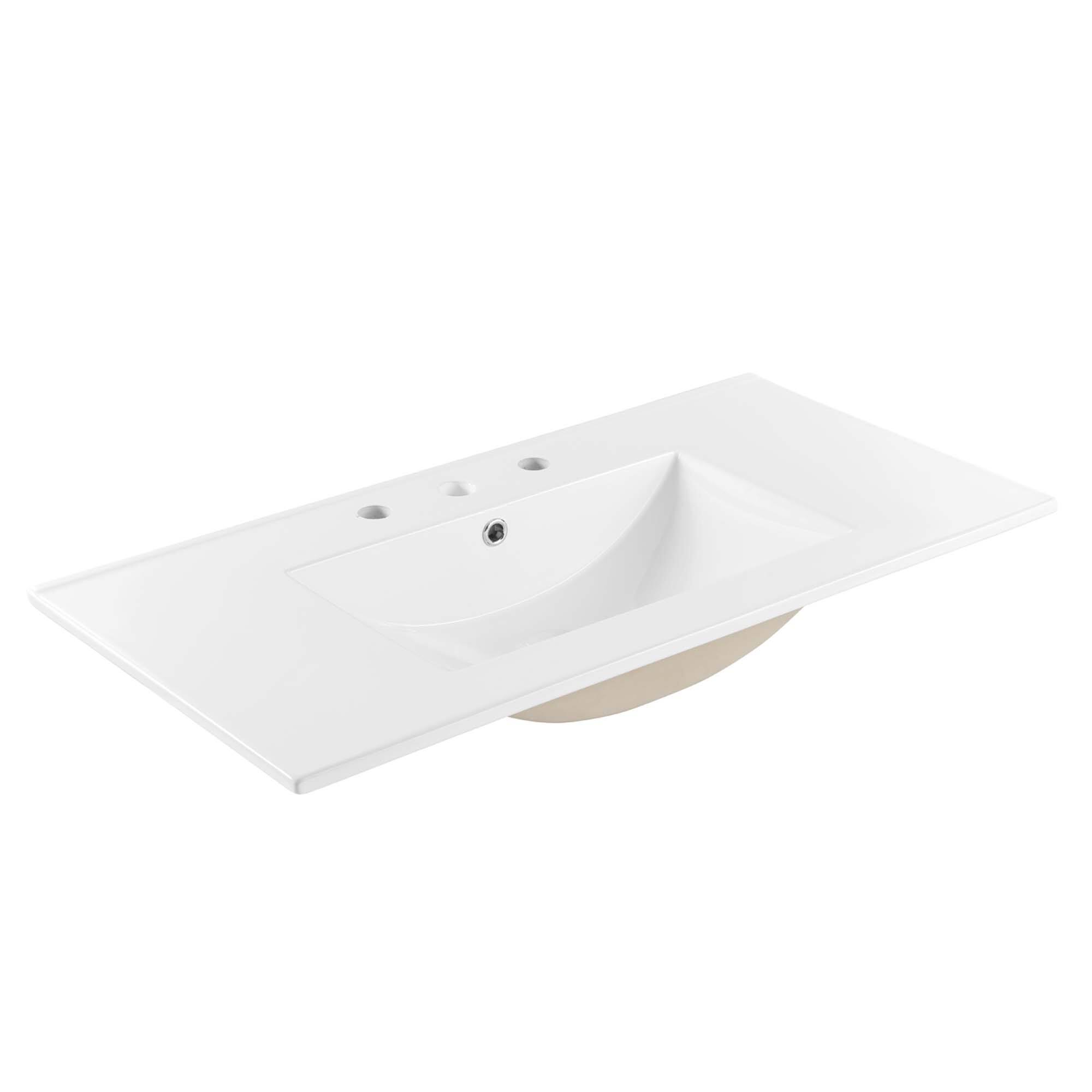 Alt View 2. Modway - Chaucer Bathroom Vanity with White Basin Included by Modway - Oak White.