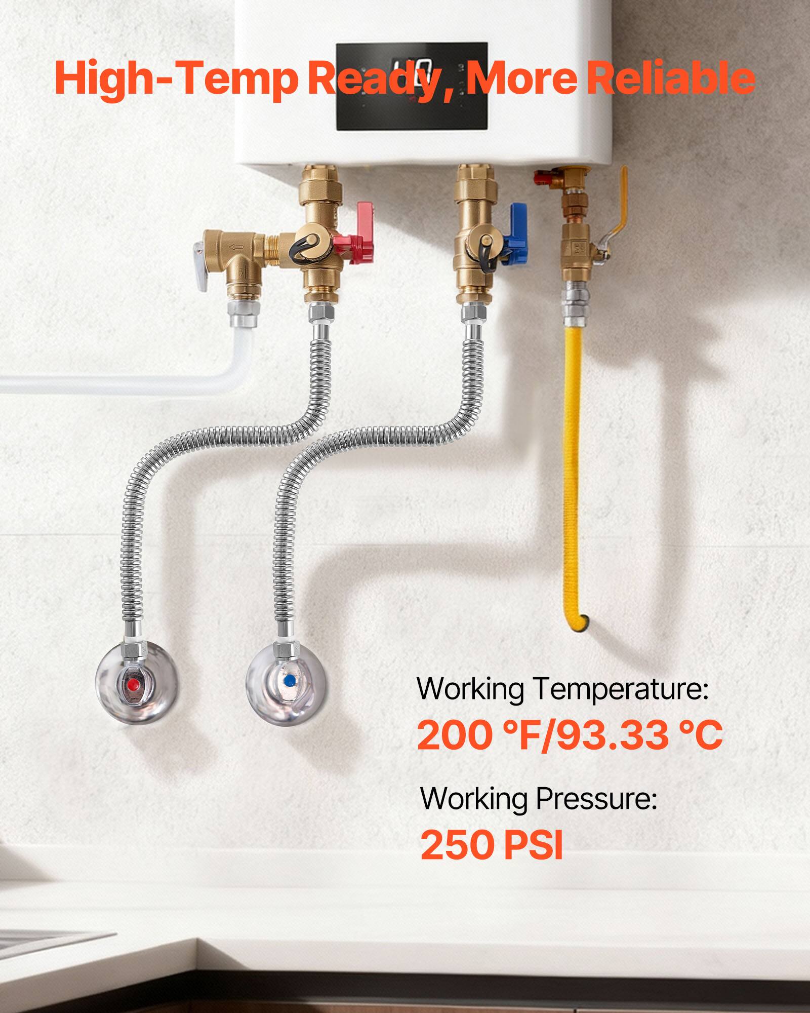 High-Temp Ready, More Reliable

Working Temperature: 200 °F/93.33 °C

Working Pressure: 250 PSI