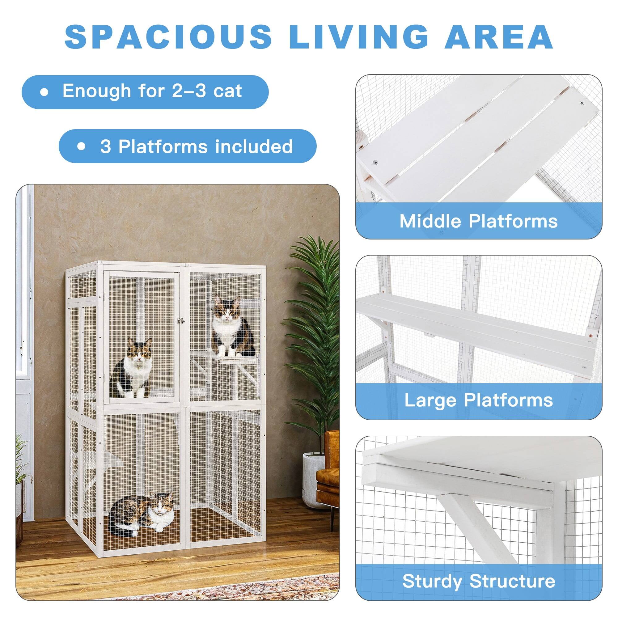 SPACIOUS LIVING AREA

- Enough for 2-3 cats
- 3 Platforms included

Middle Platforms

Large Platforms

Sturdy Structure