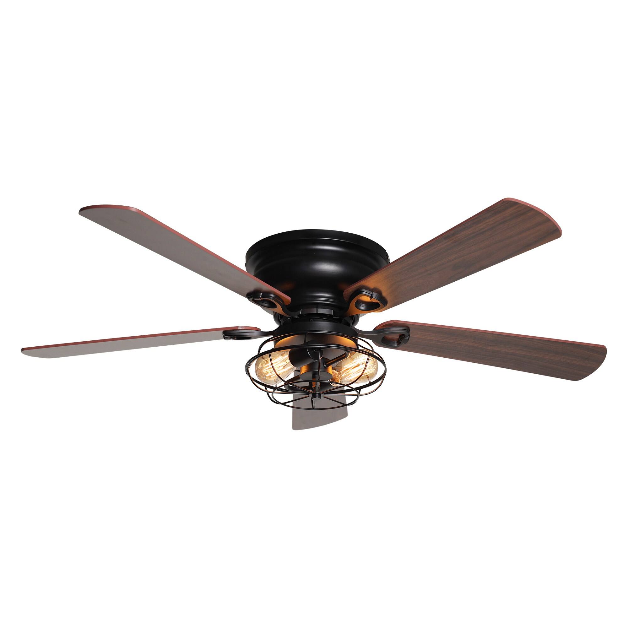 Alt View 4. Parrot Uncle - 48" Matte Black Industrial 2-Light Ceiling Fan with Remote - Matte Black.