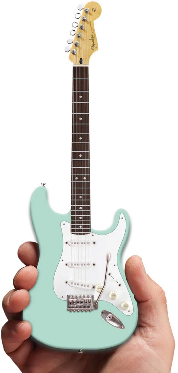 Alt View 1. Axe Heaven - Axe Heaven Fender Stratocaster Surf Green Mini Electric Guitar Replica FS-019   - Collectibles - Multicolor.