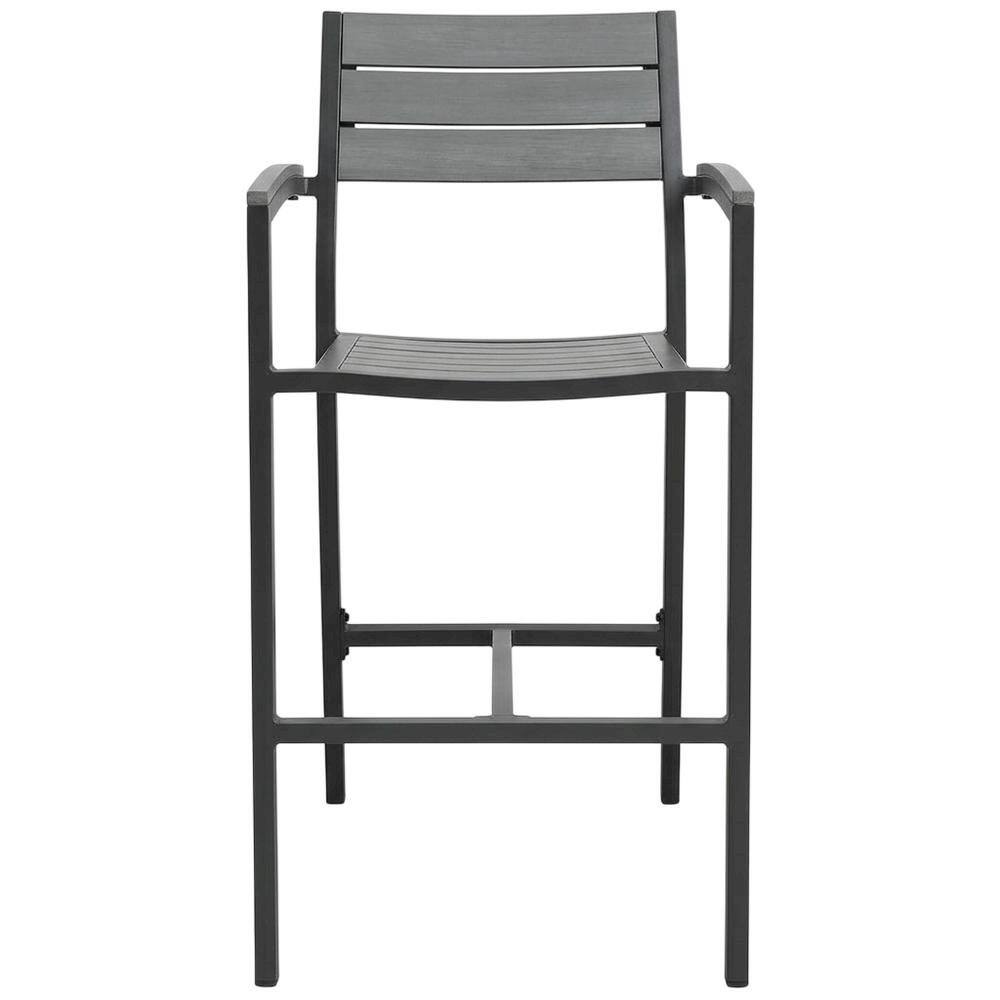 Back. Outdoor Escape - Stylish Outdoor Patio Bar Stool With Armrests And Comfortable Seat - Brown.