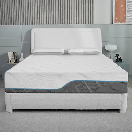 Front. Vipbear - Vipbear 10" Extra Firm King Size Memory Foam Mattress, Medium - Extra Firm Dual Side Flippable Mattress - White.