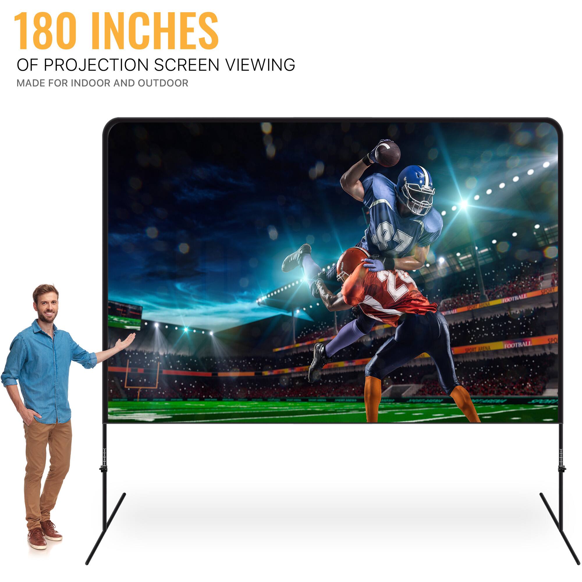 180 INCHES OF PROJECTION SCREEN VIEWING MADE FOR INDOOR AND OUTDOOR 87 2 O FOOTBALL OOUCT WRME ISL FOOTBALL PO SPO