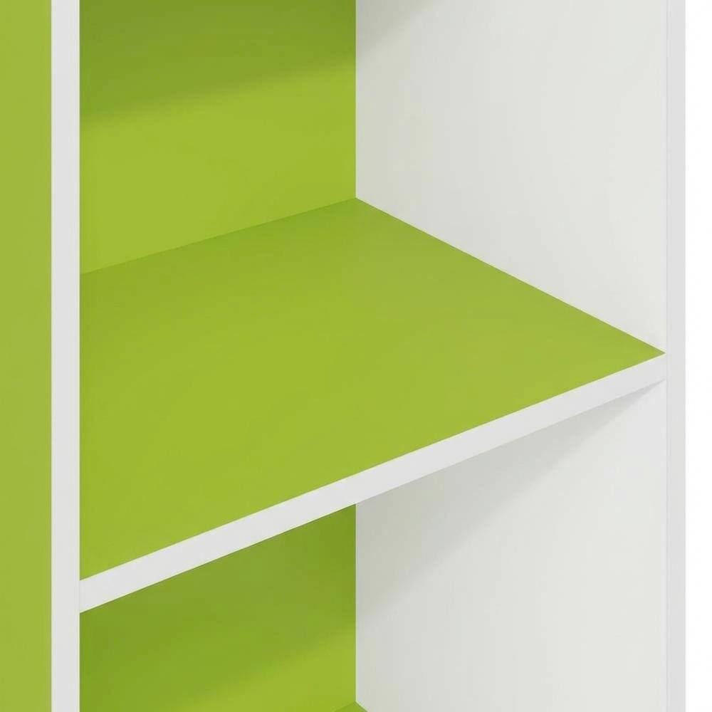 Alt View 1. FurniFact - Open Shelf Bookcase with Engineered Wood Construction for Storage - Green/White.