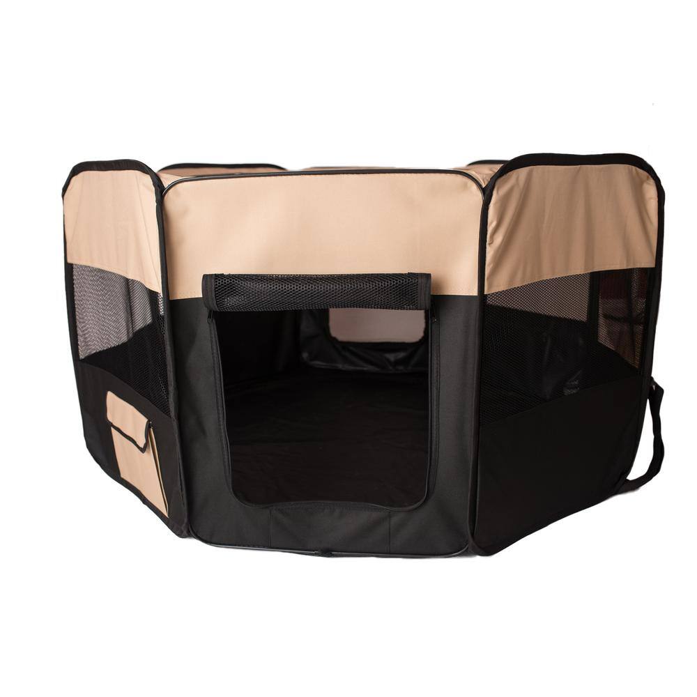 Alt View 4. Armarkat - Portable Pet Playpen In Black And Beige Combo Medium - Black.