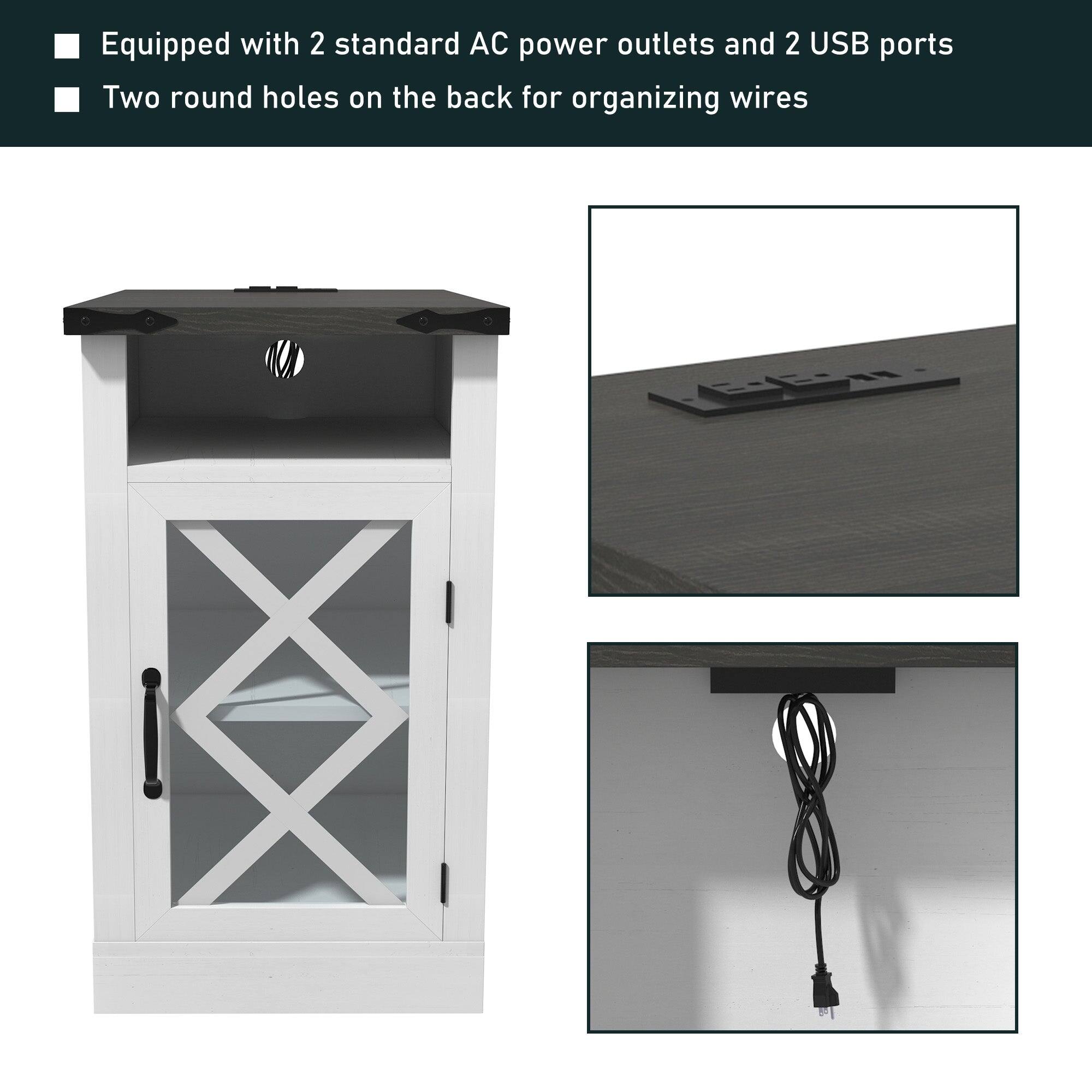 - Equipped with 2 standard AC power outlets and 2 USB ports
- Two round holes on the back for organizing wires