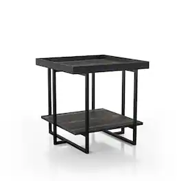Furniture of America - Prakers Industrial Wood 1-Shelf End Table - Black