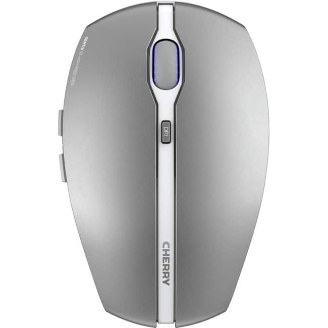 CHERRY - Bluetooth(r) mouse with multi-device function - Frosted Silver, Optical sensor, 7 buttons, scroll wheel - Wireless - Frost Silver