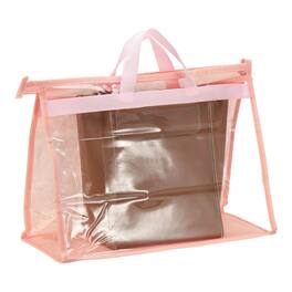 Unique Bargains - Dust Bags for Handbags, Clear Handbag Organizer w/ Zipper Handle, XXL, for Shoe, Scarf, Clothes, Hat - Pink