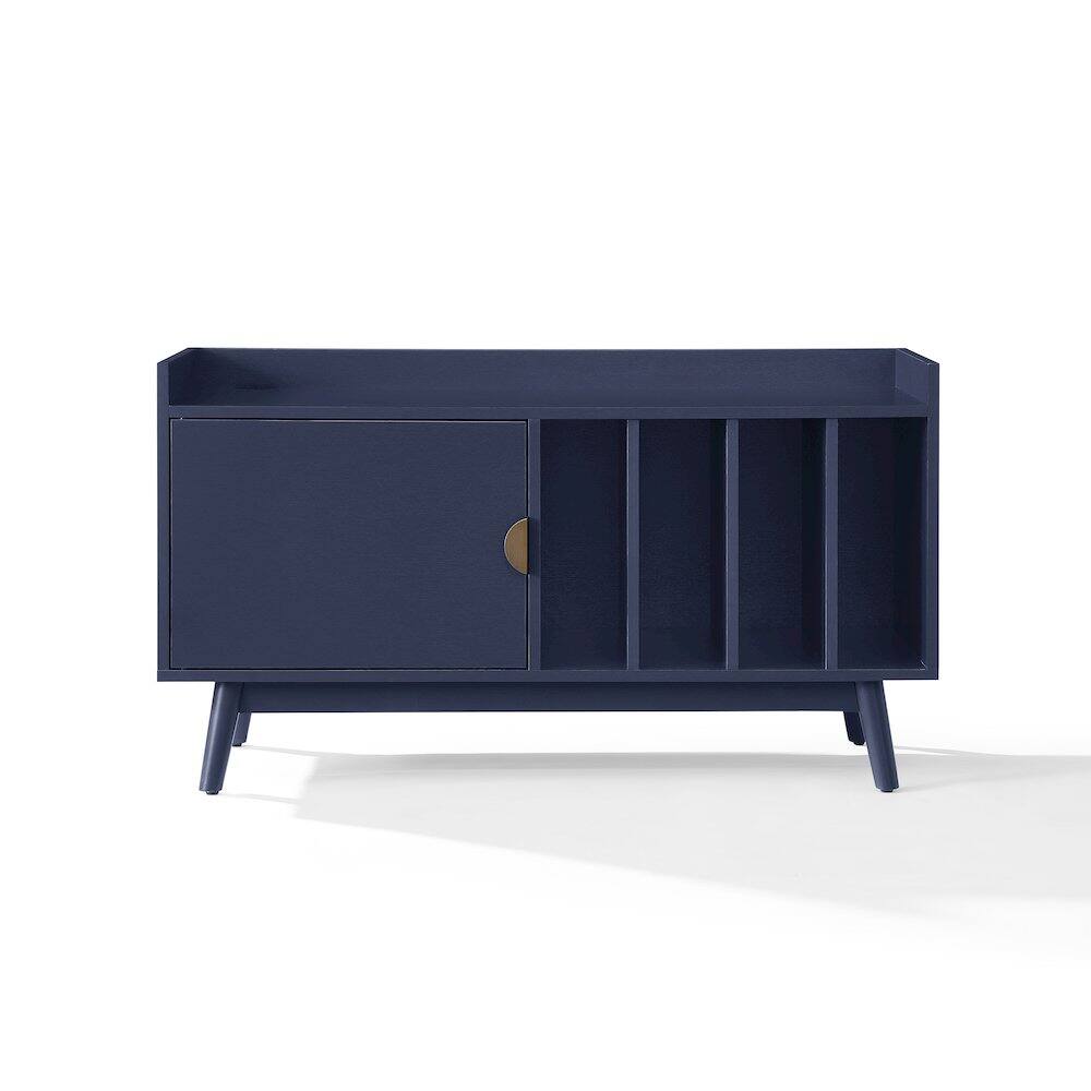Alt View 2. Crosley Furniture - Skylar Mid-Century Record Player Cabinet with Vinyl Storage, Turntable Stand - Brown.