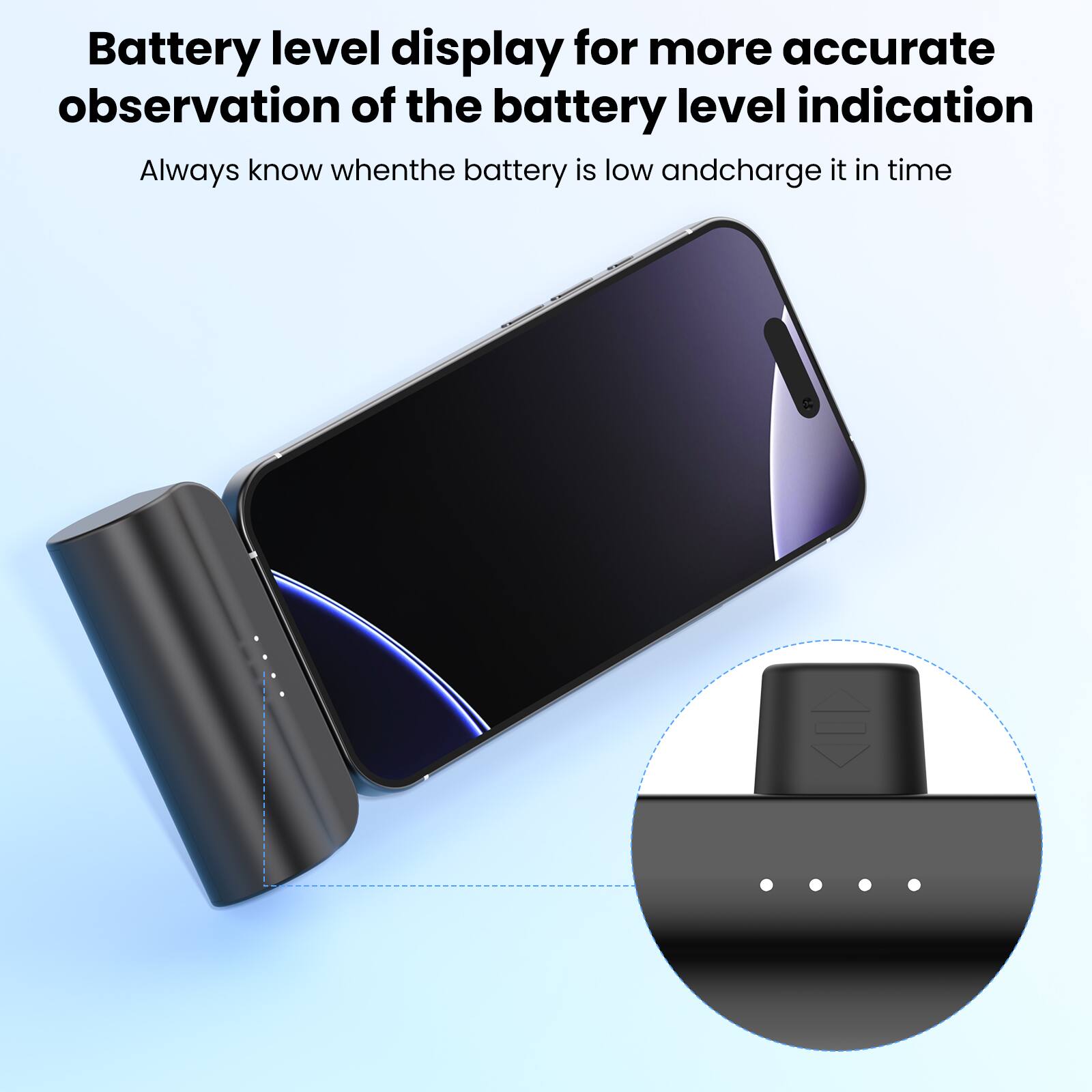 Battery level display for more accurate observation of the battery level indication

Always know when the battery is low and charge it in time