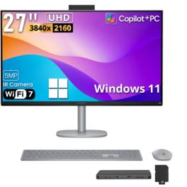 HP - Upgraded - OmniStudio X-27" 4K All-in-One Desktop,Intel Ultra 7 256V,16GB RAM,2TB SSD+1TB Dock Set,Copilot+ PC,Win 11 - Silver