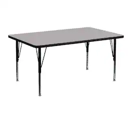 Emma + Oliver - 24x48 Rectangle Laminate Adjustable Preschool Activity Table - Gray