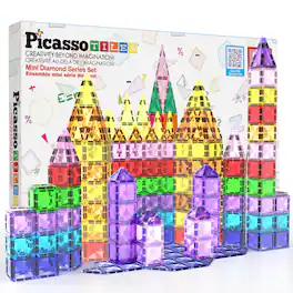 PicassoTiles - PICASSO-TILES Magnetic Tiles For Kids, 80PCS Construction STEM Building Blocks Educational Toy, Travel Size