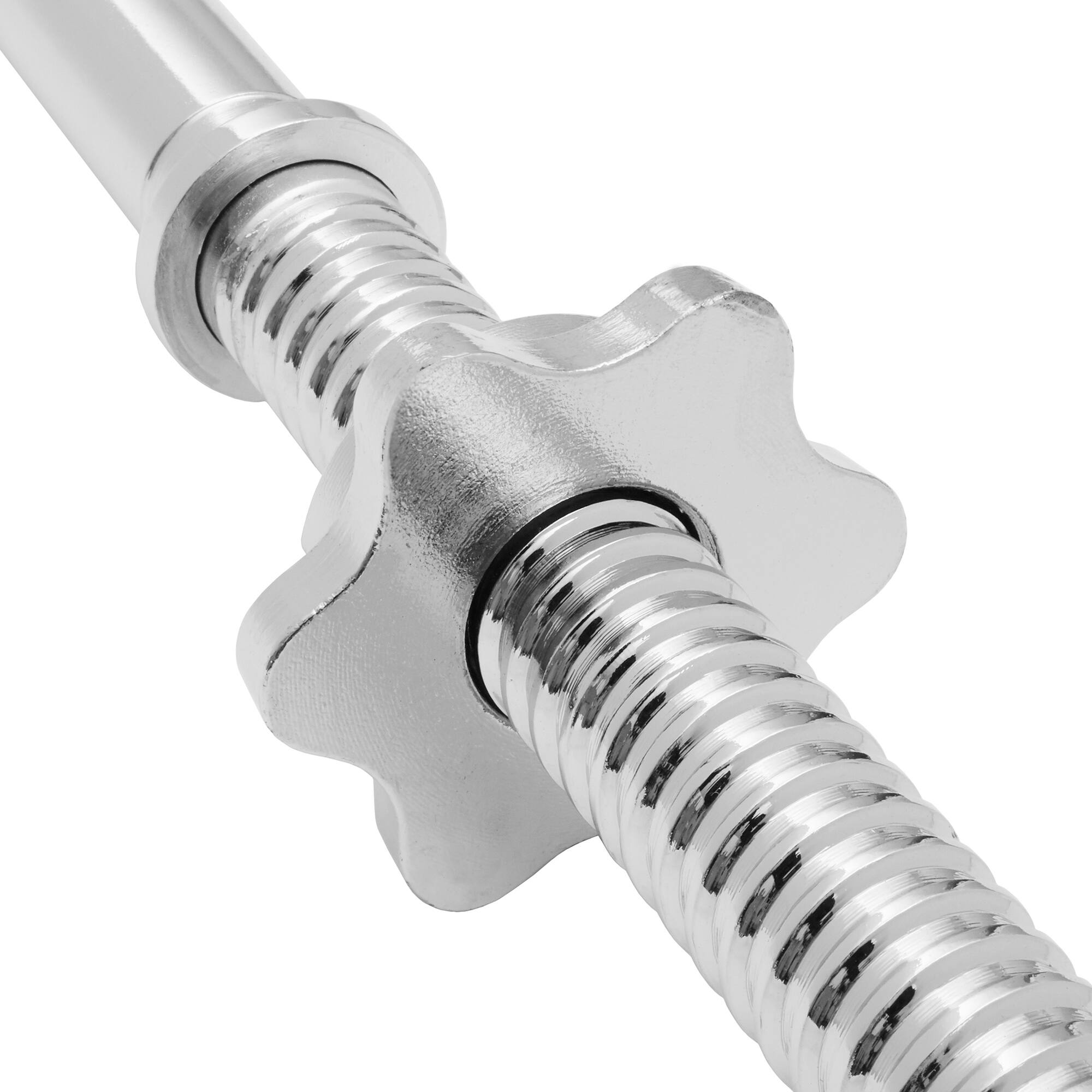 Alt View 1. Philosophy Gym - 1-in Weightlifting Barbell - Threaded EZ Curl Bar with Star Collars - Chrome.