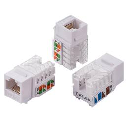 Cables Direct Online - Cat6A RJ45 Keystone Jack, 45° Angled, 8P8C 110 Punch-Down, Gold-Plated Contacts, T568A/B, 10Gbps High-Speed Network - White