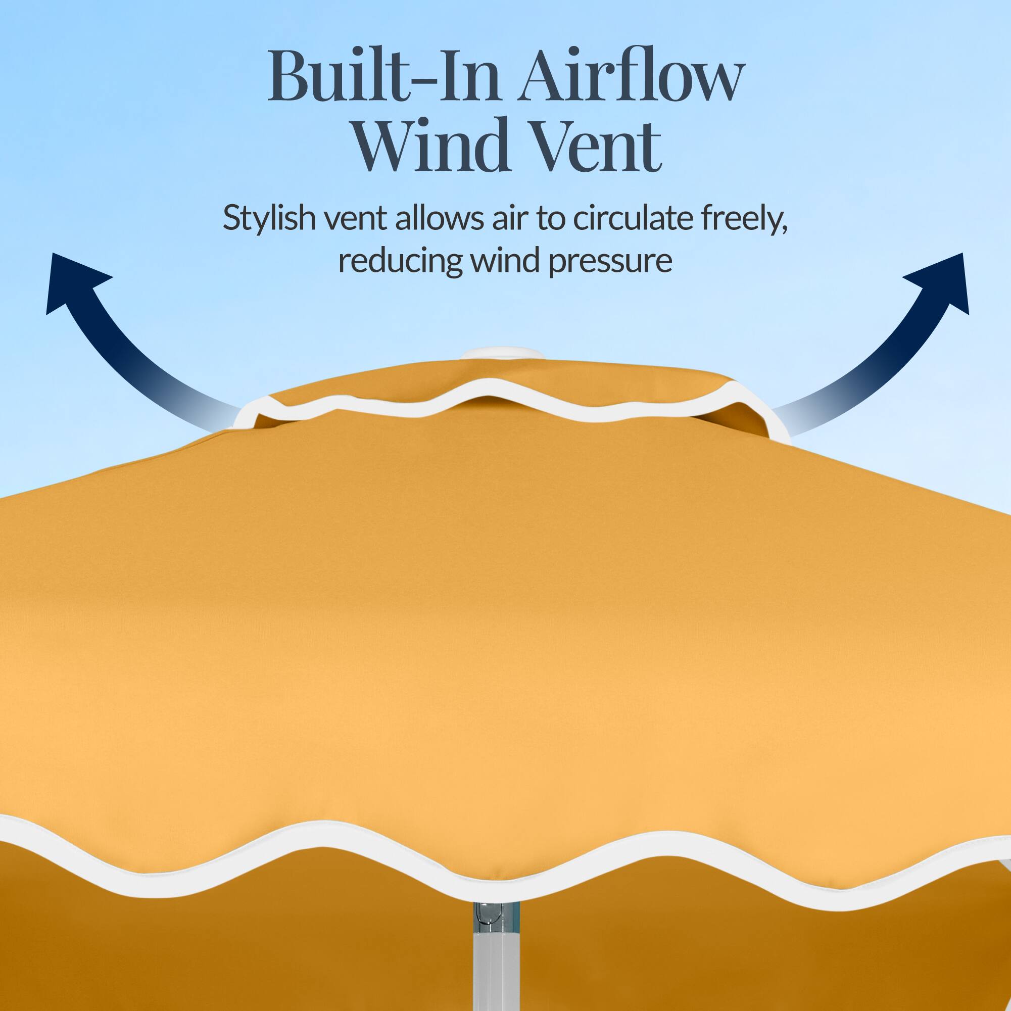 Built-In Airflow Wind Vent  
Stylish vent allows air to circulate freely, reducing wind pressure