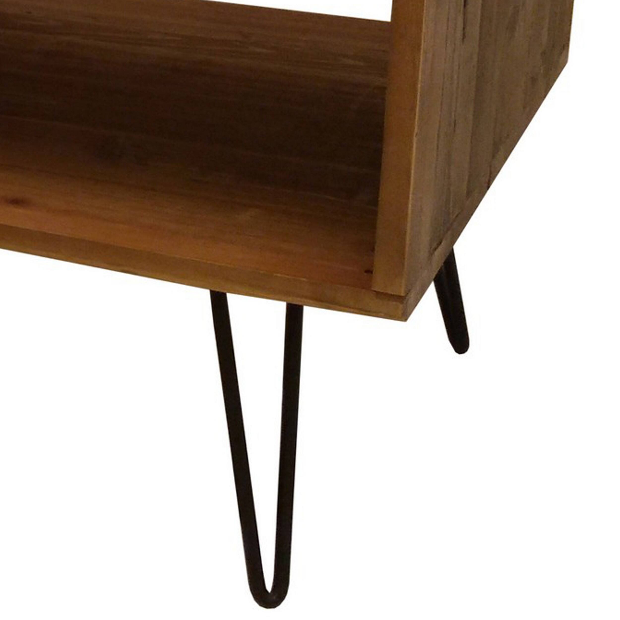 Back. Manhattan Lane - 42 Inch Modern Cocktail Coffee Table with Open Compartments, Wood Top - Brown, Black.
