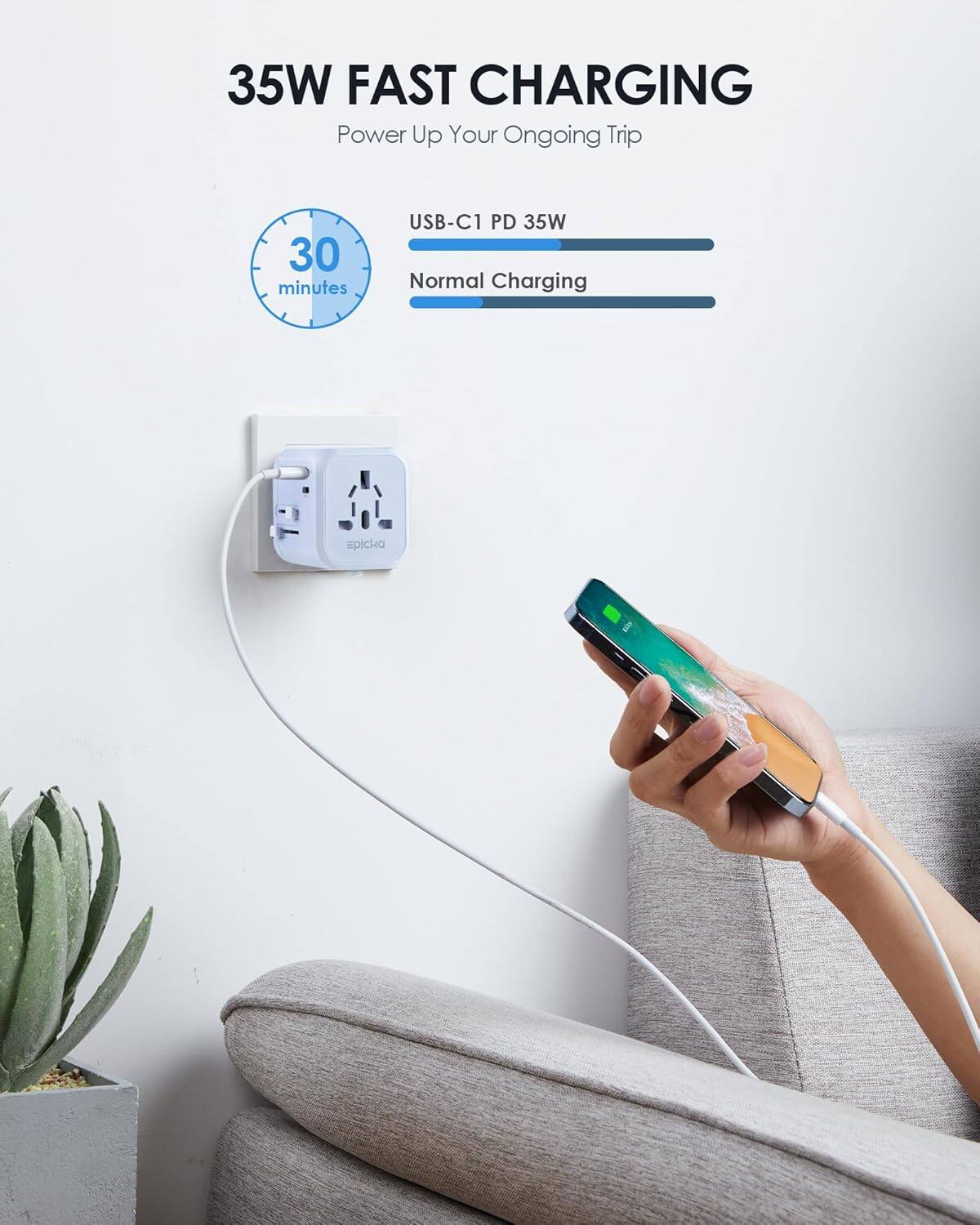 35W Fast Charging: Power Up Your Ongoing Trip
30 minutes USB-C1 PD 35W Normal Charging