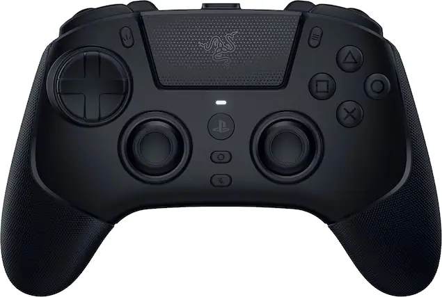 Front. Razer - Raiju V3 Pro Wireless Gaming Controller with TMR Thumbsticks and Remappable Buttons for PS5 and PC - Black.