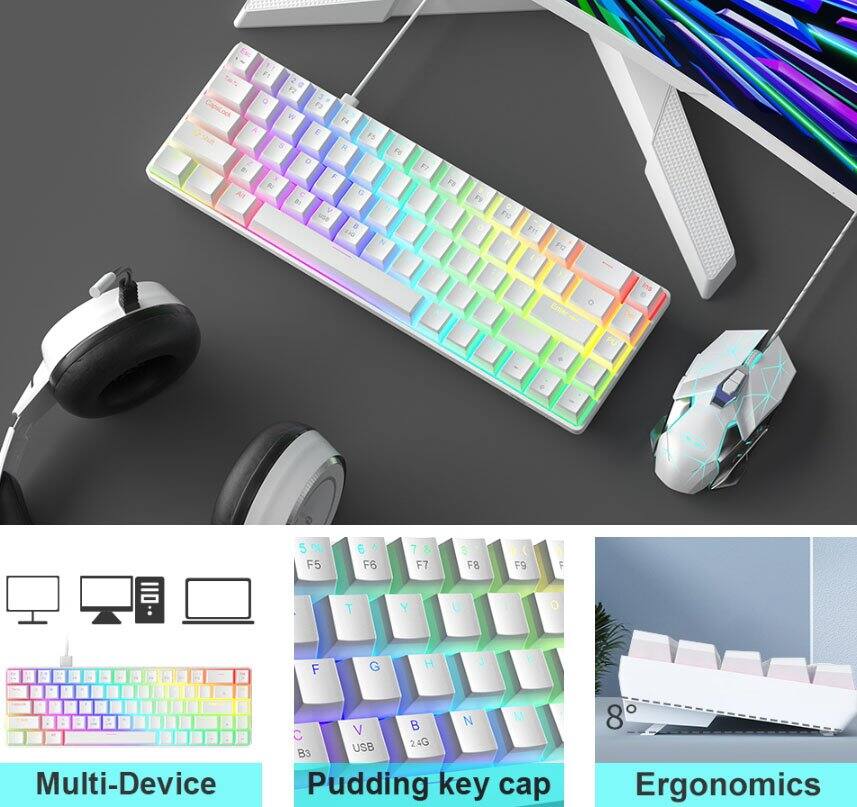 5 F5  
6 F6  
7 F7  
F8  
F9  
F  
T  
C  

G  
H  
3  
N M V B C USB 24G B3 Multi-Device Pudding key cap  
8 Ergonomics