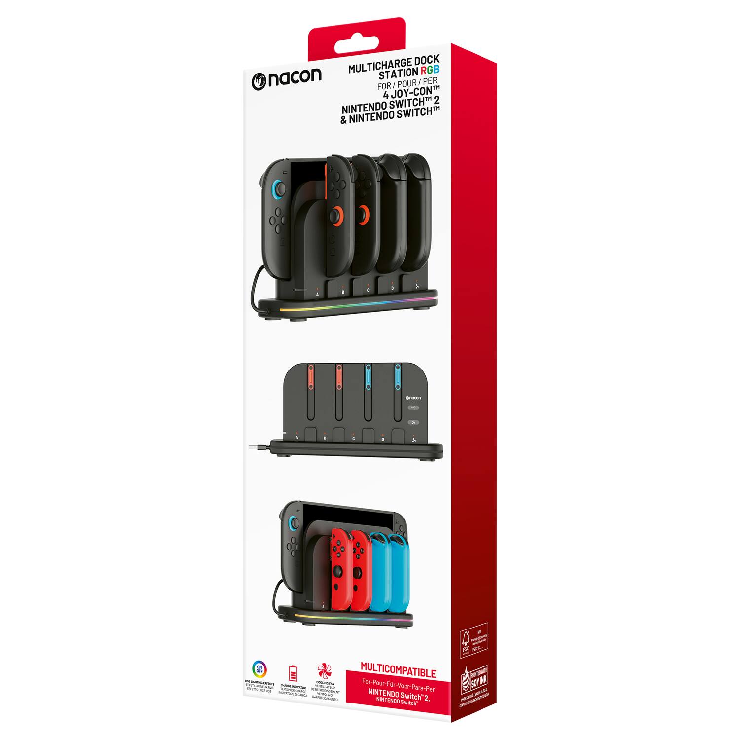MULTICHARGE DOCK STATION RGB  
FOR 4 JOY-CONT SWITCH 2  
NINTENDO SWITCH & NINTENDO SWITCH 2  
MULTICOMPATIBLE  
FOR NINTENDO SWITCH & NINTENDO SWITCH 2