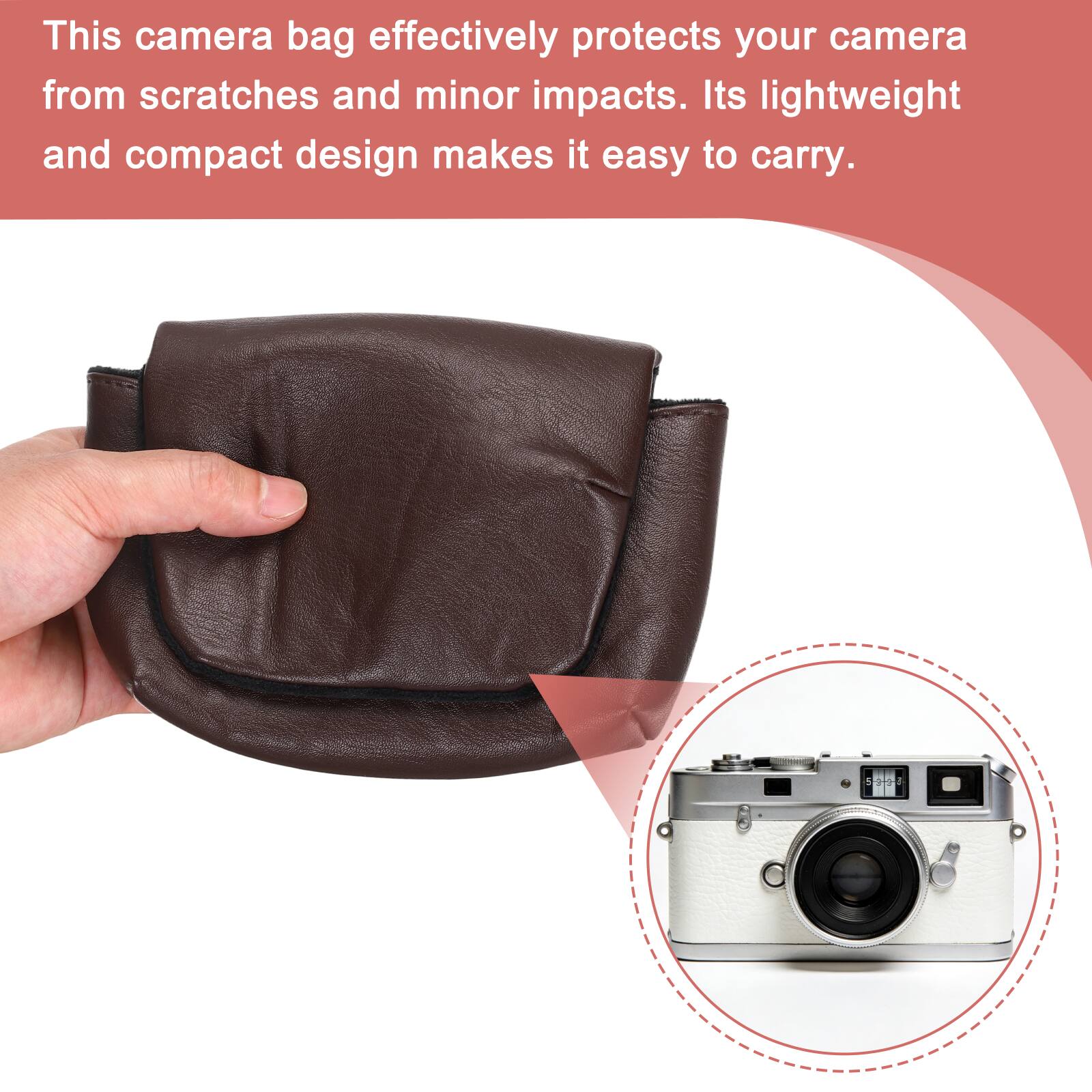 This camera bag effectively protects your camera from scratches and minor impacts. Its lightweight and compact design makes it easy to carry.