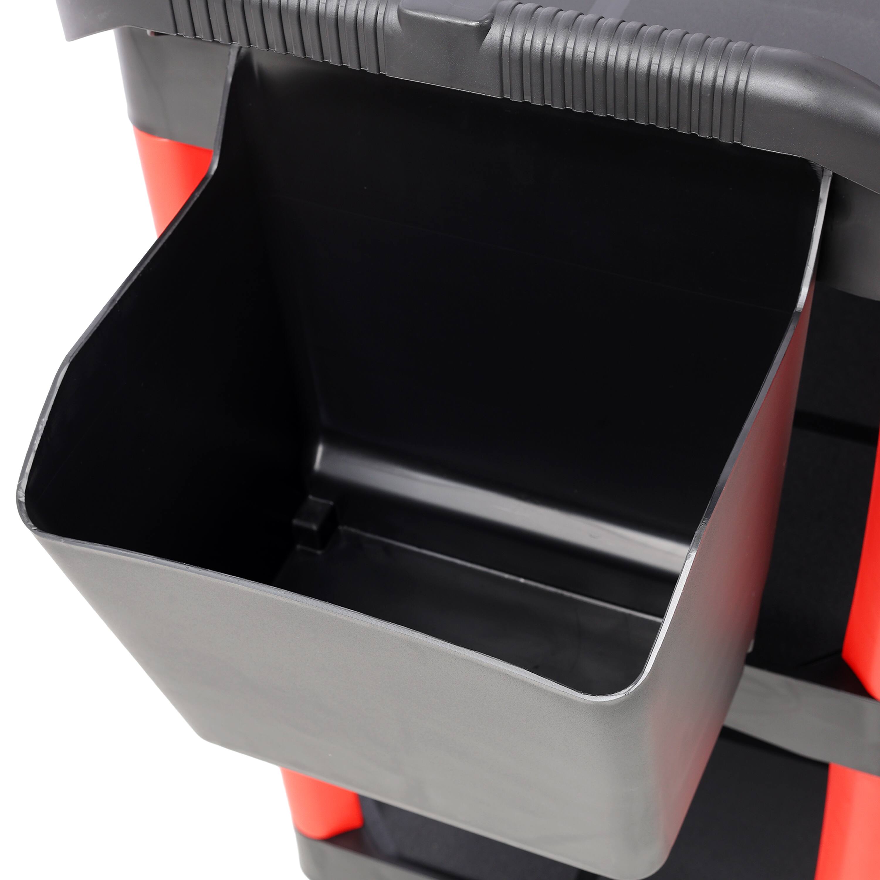 Alt View 6. ELEMENT ACE - 3-Tier Rolling Auto Detailing Cart with Wheels & Bucket Set - Black+Red.