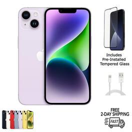 Apple - Refurbished Excellent - iPhone 14 Plus A2632 (Fully Unlocked) 128GB Bundle with Pre-Installed Tempered Glass - Purple