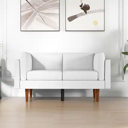 Front. Bestier - Convertible Sleeper Sofa 2 in 1, Modern Sofa Bed Couches with Soft Padded Seat and Side Pillows - White.