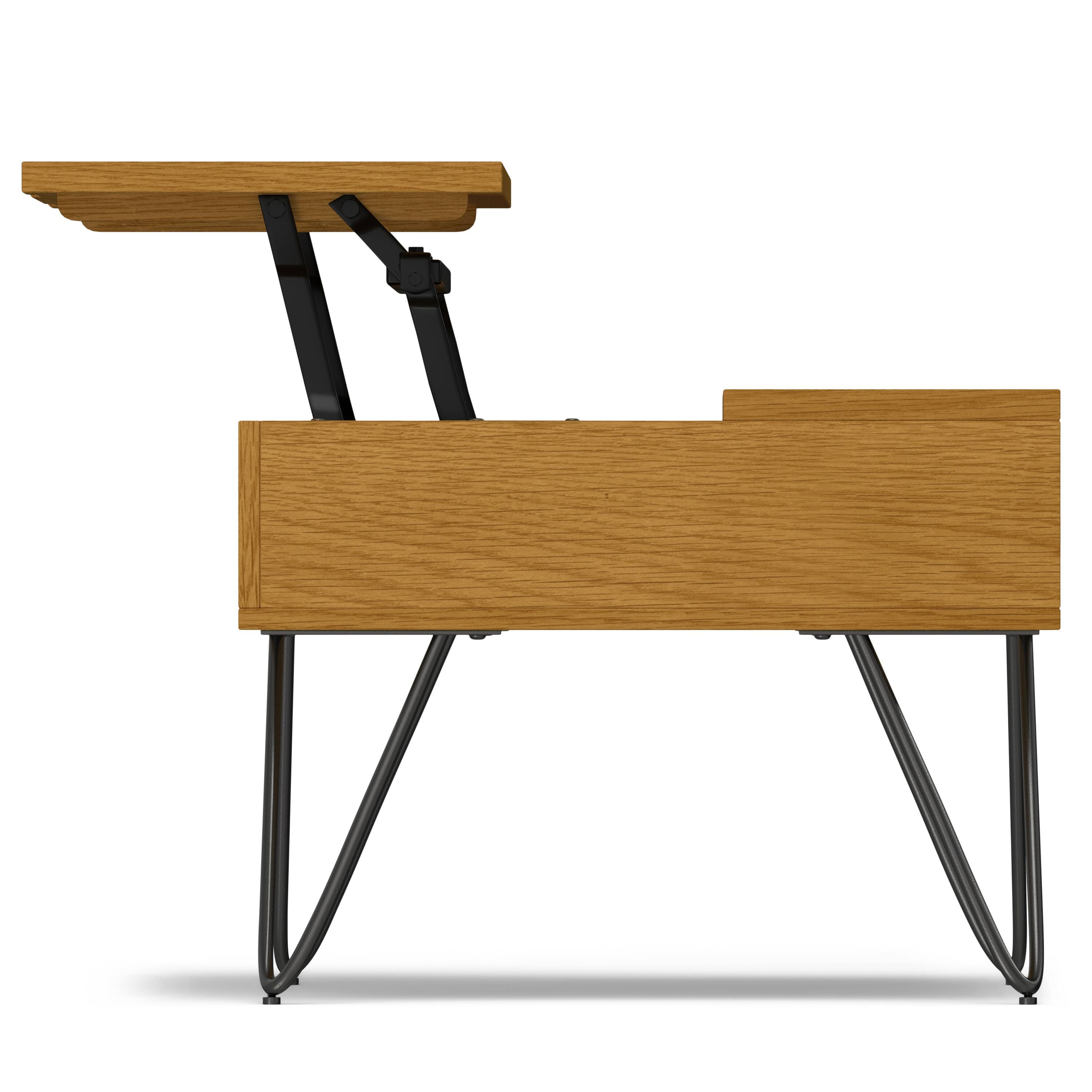 Alt View 6. Simpli Home - Hunter  36 inch Wide Rectangle Industrial Small Lift Top Coffee Table in Oak - Oak.