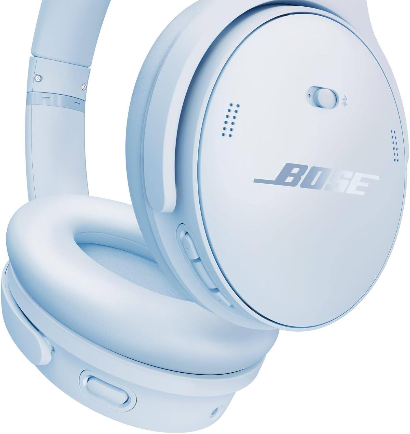 Angle. Bose - Bose QuietComfort Headphones Bundle with Fast Charger - Wireless Bluetooth Over-Ear Noise Cancelling (Ice Blue) - Ice Blue.