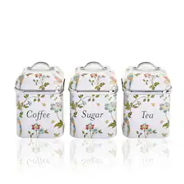 Laura Ashley - 3-Piece Canister Set - Elveden White