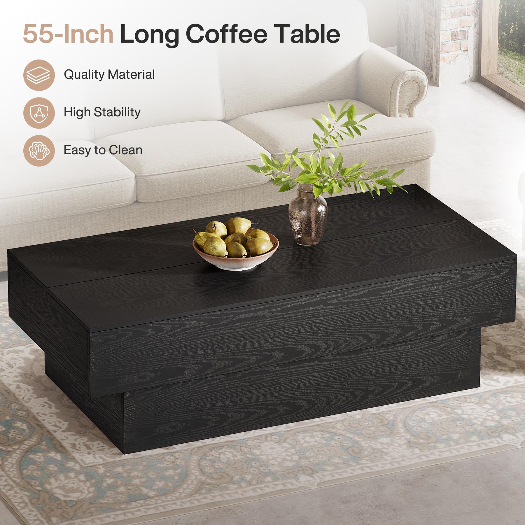 55-Inch Long Coffee Table

- Quality Material
- High Stability
- Easy to Clean