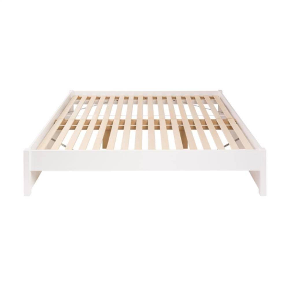 Left. Hivvago - King Size White Wooden 4 Post Platform Bed Frame - White.